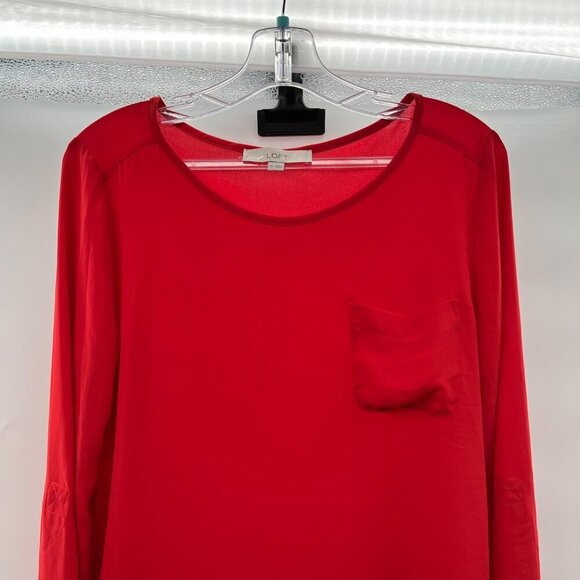 Express Women's Long Sleeve Top Red Size Medium Pocket - Picture 2 of 9
